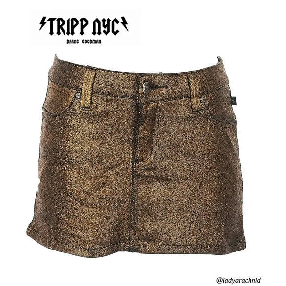 Tripp nyc Dresses & Skirts - TRIPP NYC mall goth punk metallic golden bronze micro mini skirt